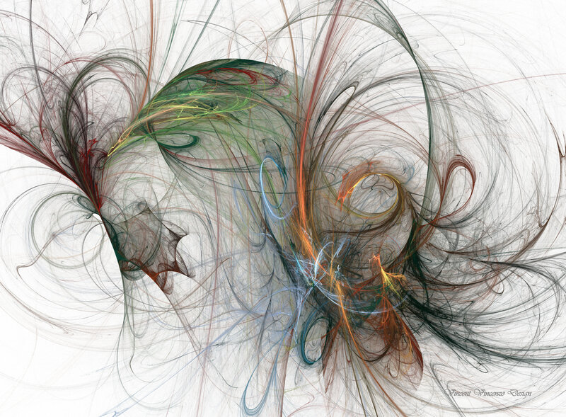 Abstract Fractal Swirls — White