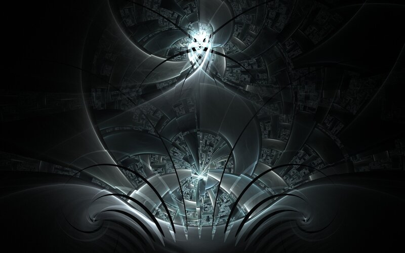 Abstract Fractal Tunnel — Black, Dramatic, Digital Art, Light, Spiral