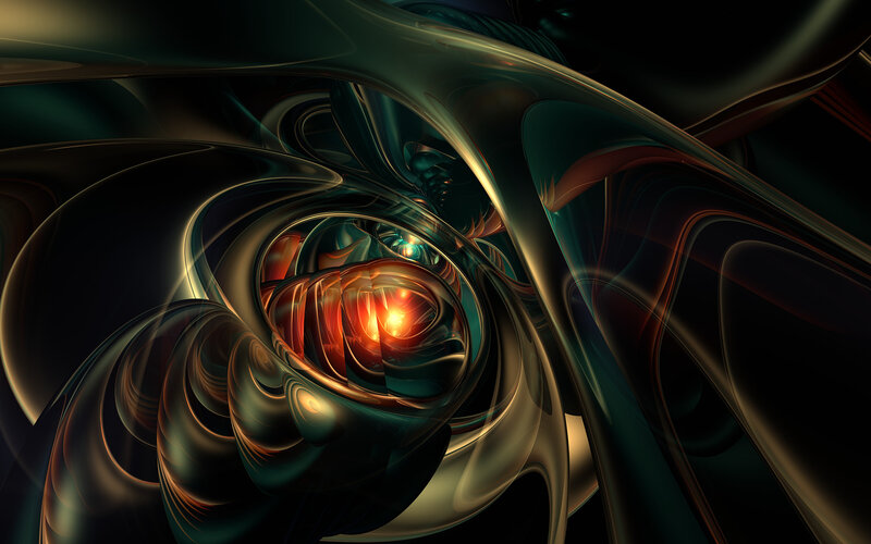 Abstract Fractal Tunnel — Black, Dramatic, Digital Art