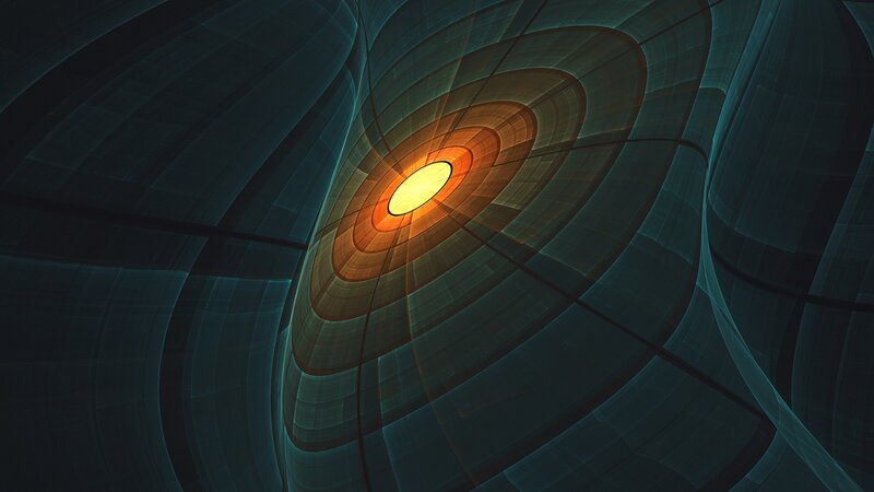 Abstract fractal tunnel with glowing center