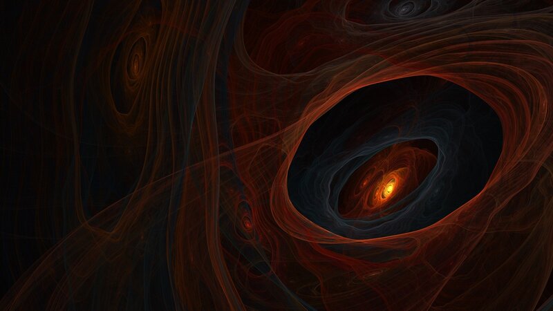 Abstract Fractal Vortex — Red, Dramatic, Digital Art, Light, Swirls, Black