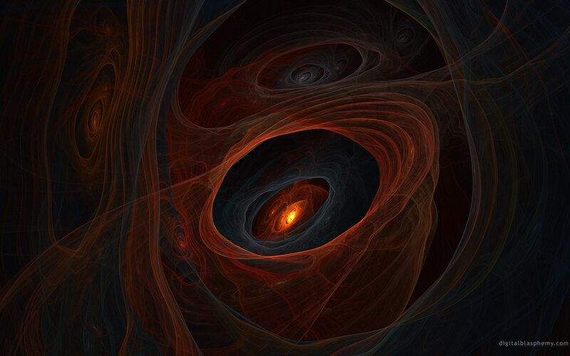 Abstract Fractal Vortex — Red, Dramatic, Digital Art, Light, Swirls
