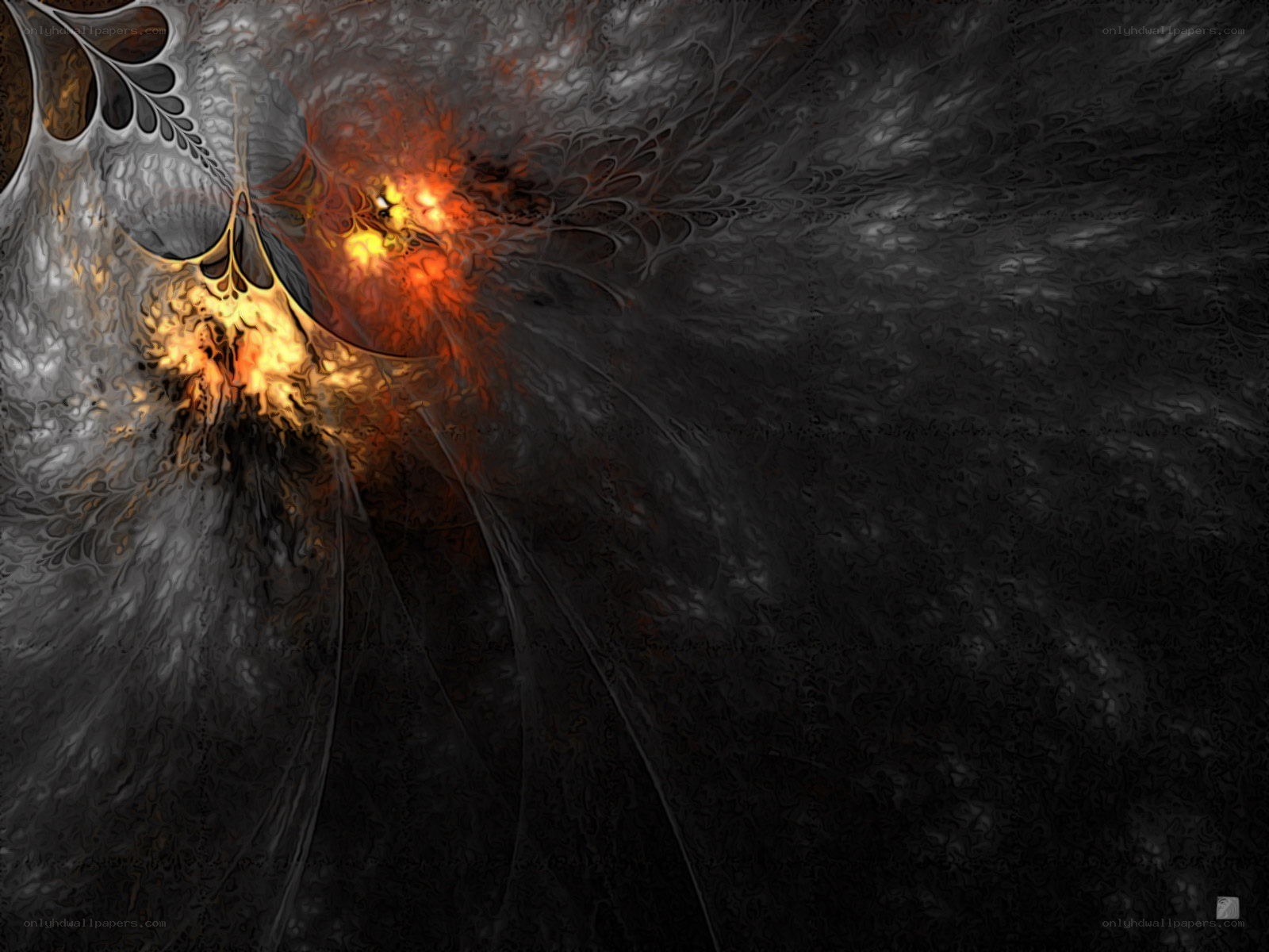 Abstract fractal with fiery core
