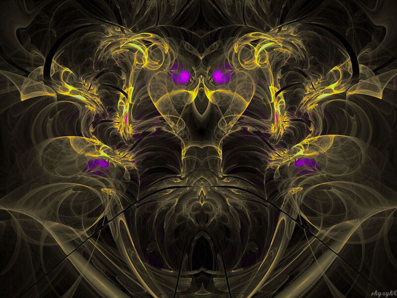 Abstract fractal with glowing eyes