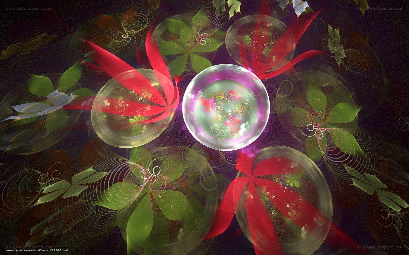 Abstract fractal with glowing orbs