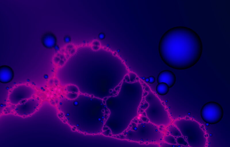 Abstract fractal with glowing spheres