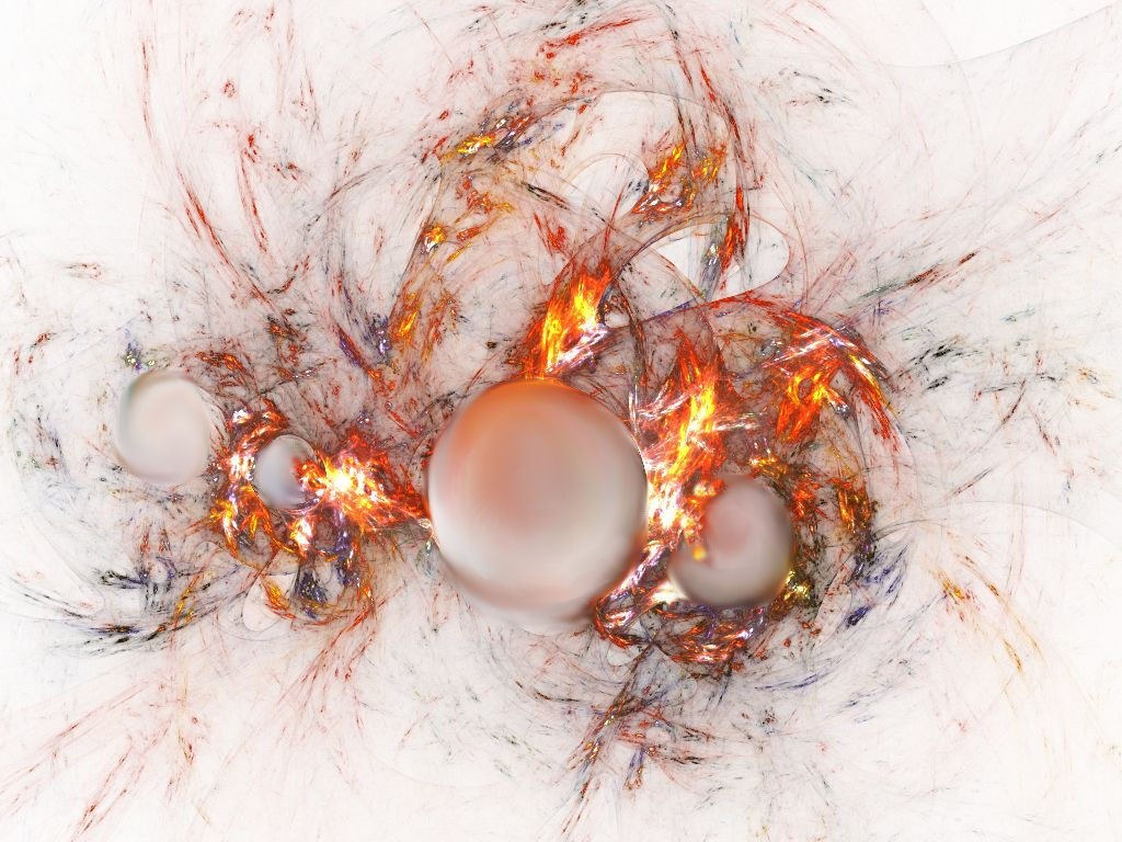 Abstract fractal with glowing spheres