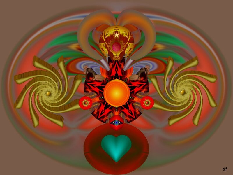Abstract fractal with heart and eye