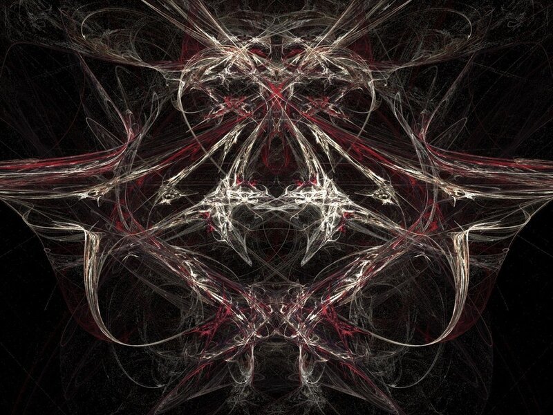 Abstract fractal with red and white patterns