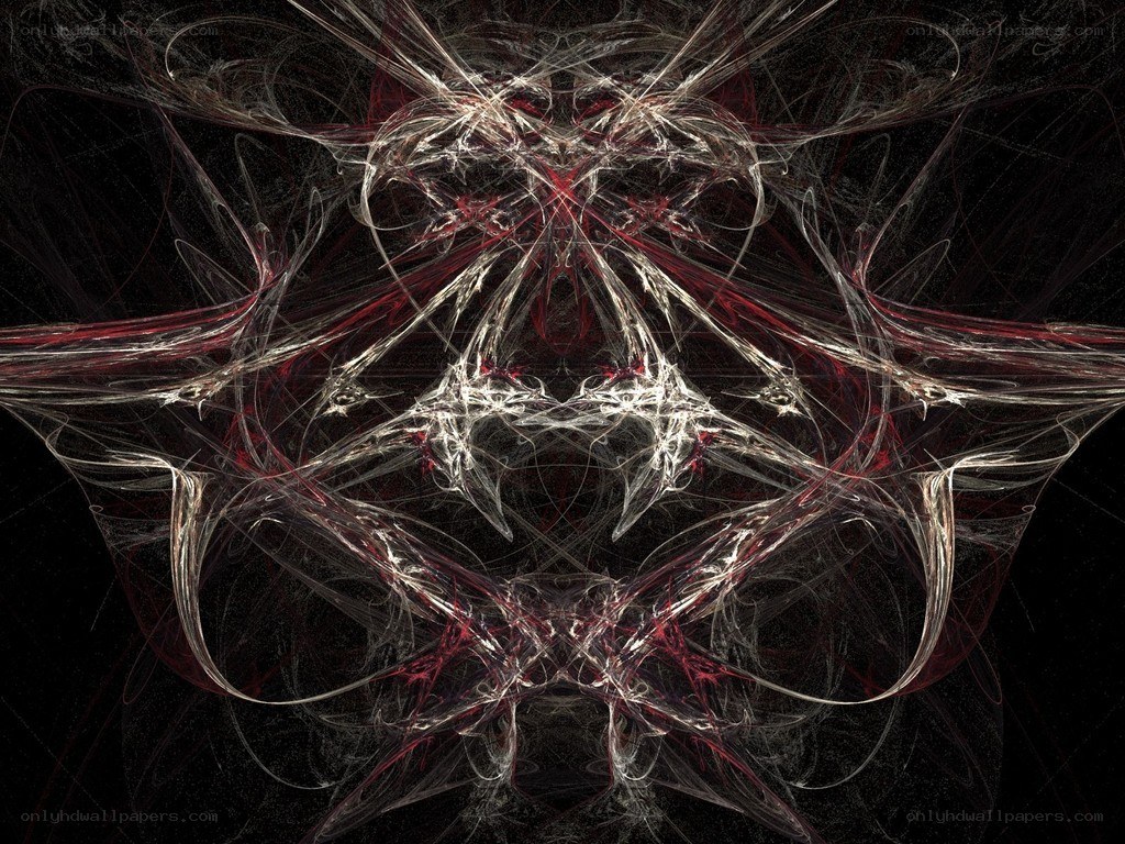 Abstract fractal with red and white patterns