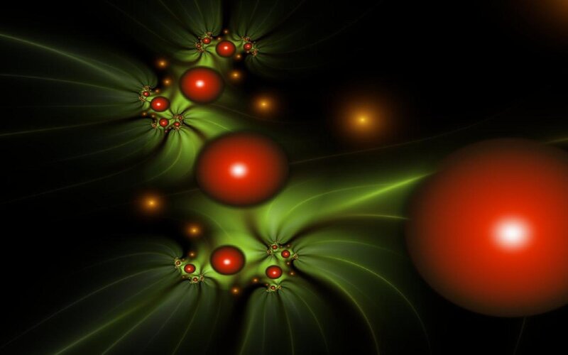 Abstract fractal with red spheres