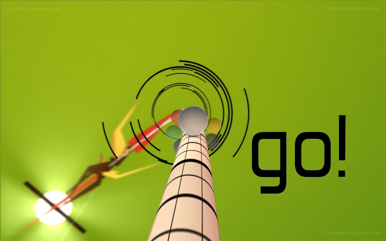 abstract game scene with go text