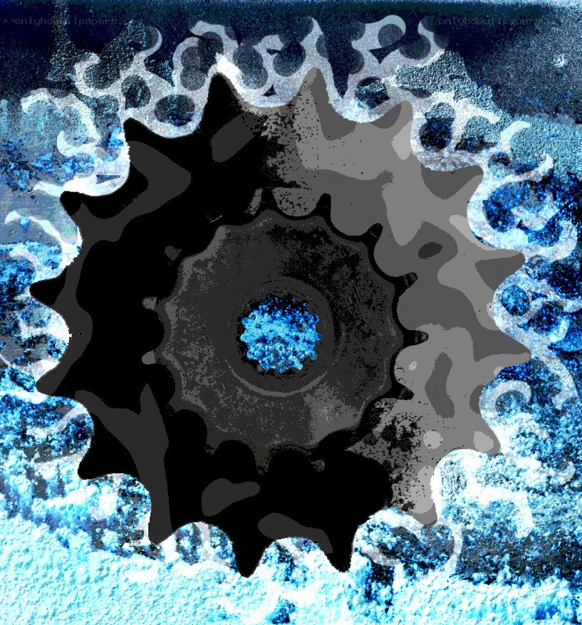 abstract gear with blue patterns
