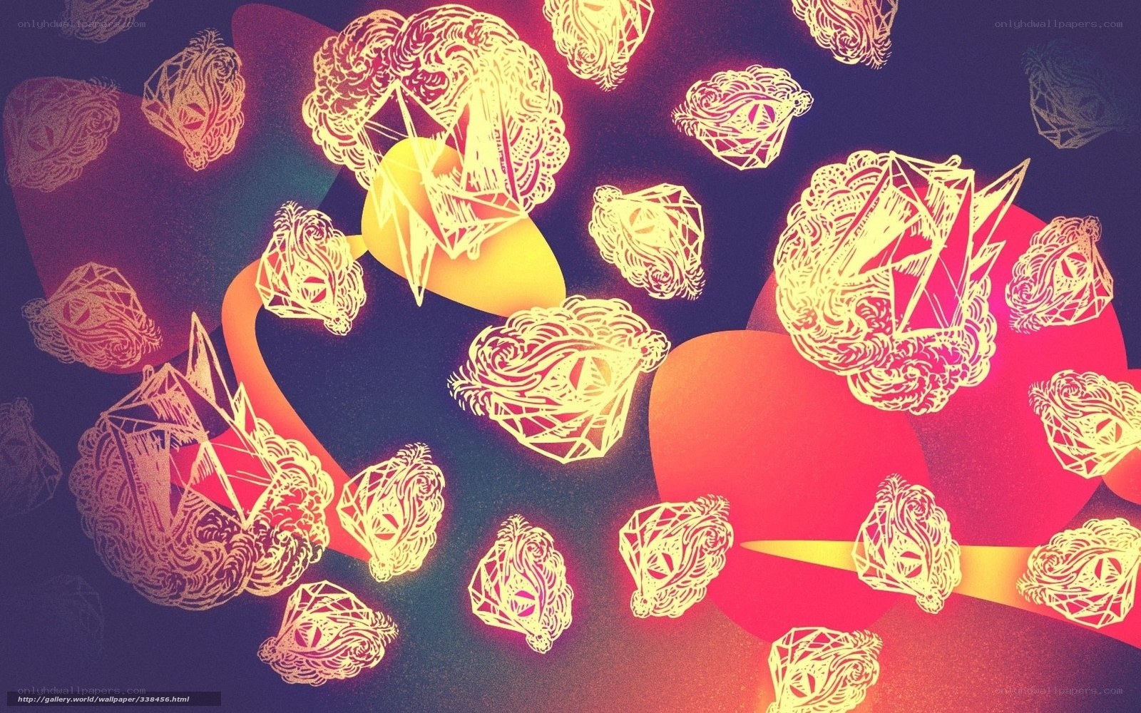 Abstract geometric art with glowing shapes