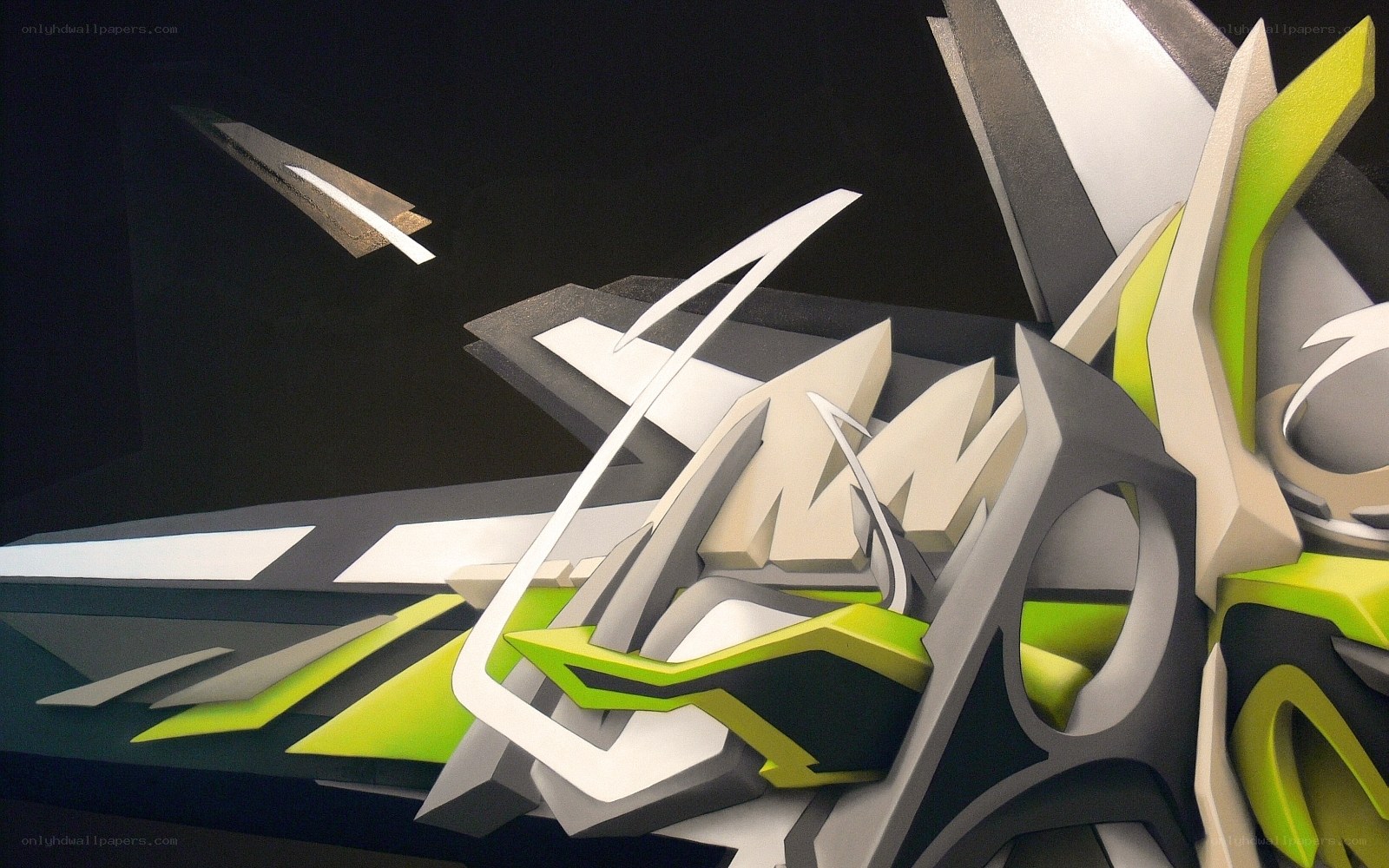 abstract geometric art with neon green
