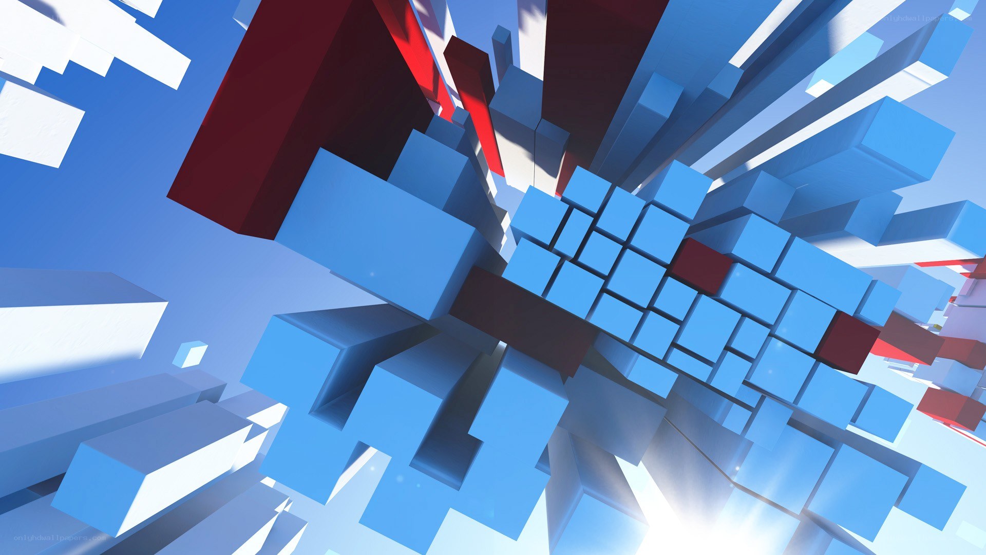 Abstract geometric block explosion
