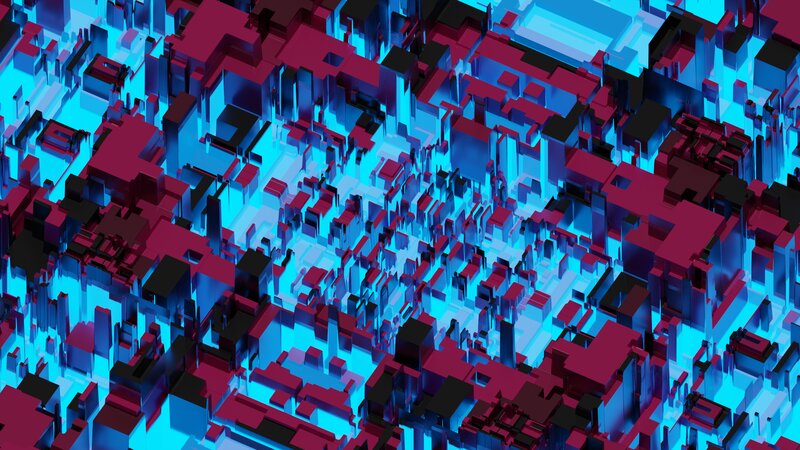 Abstract Geometric Cityscape — Blue