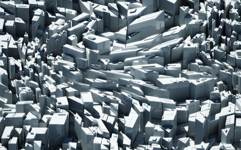 Abstract Geometric Cityscape — Gray