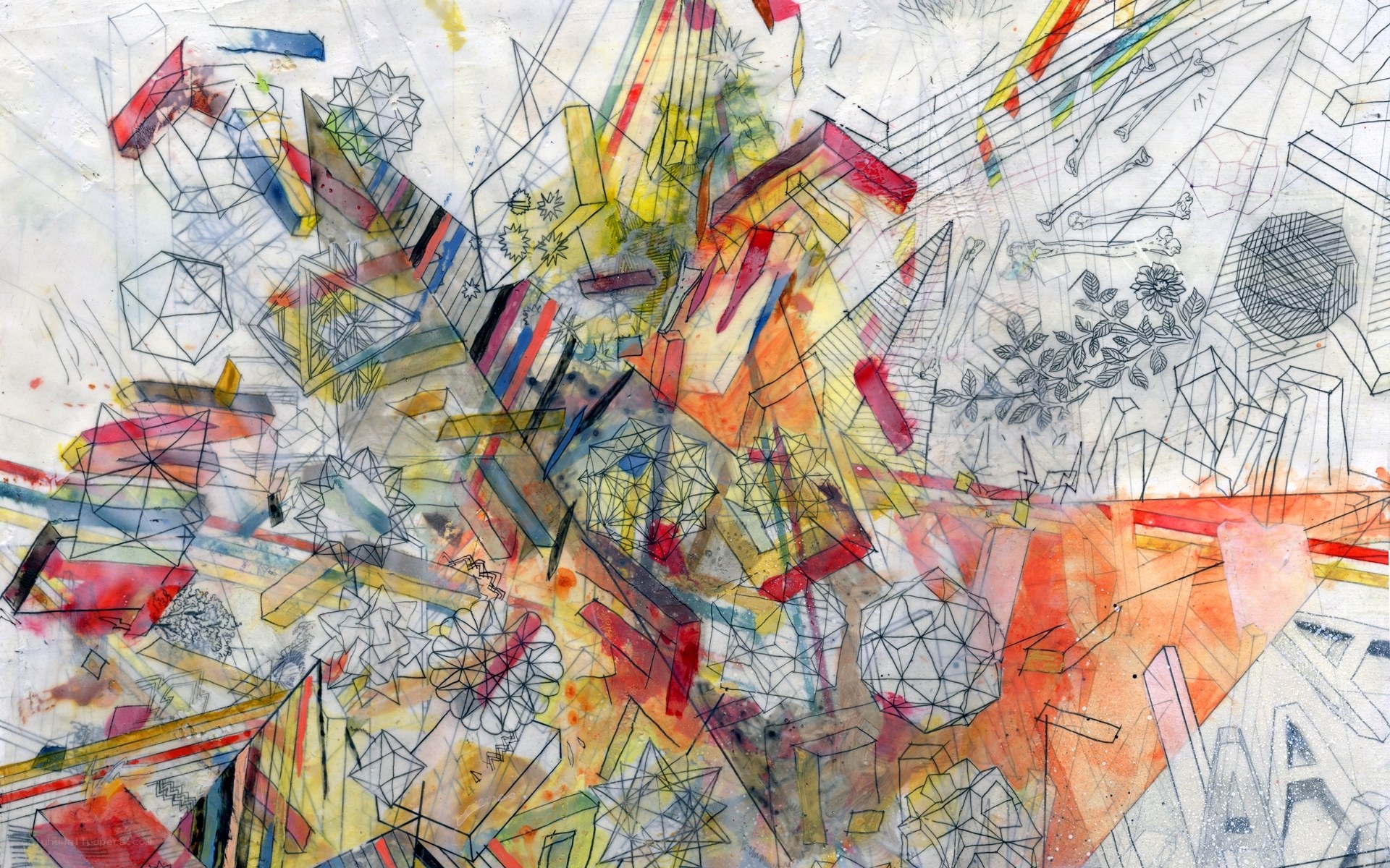 Abstract geometric collage art