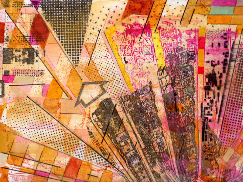 Abstract geometric collage art