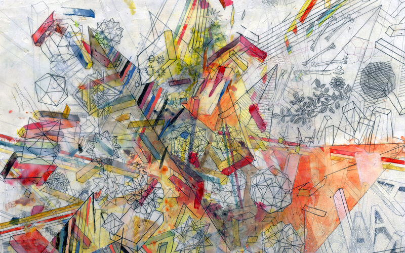 Abstract geometric collage artwork