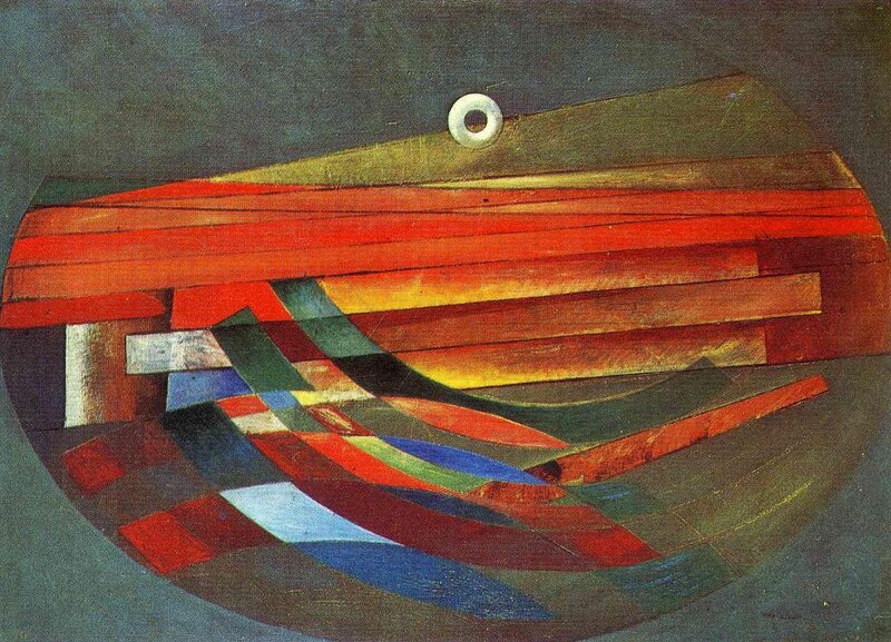 Abstract Geometric Composition — Red, Calm, Circle