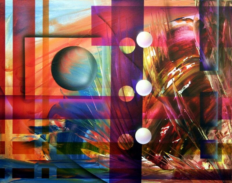Abstract Geometric Composition — Red, Dynamic