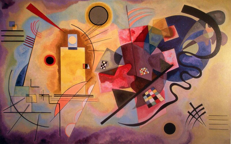 Abstract Geometric Composition — Yellow, Dynamic, Circles, Squares