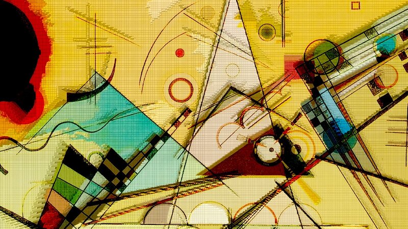 Abstract Geometric Composition — Yellow, Dynamic, Circles