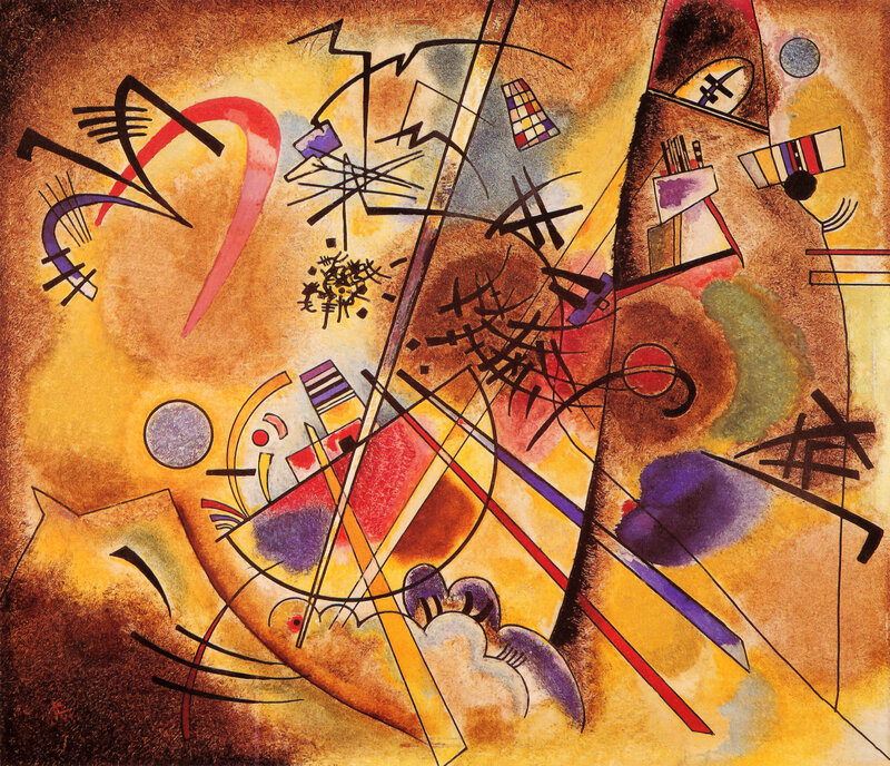 Abstract Geometric Composition — Yellow, Dynamic, Lines
