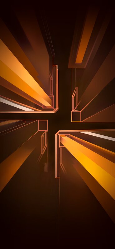 Abstract Geometric Corridor — Orange