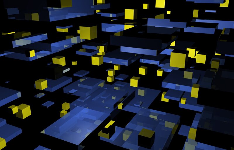 Abstract Geometric Cubes — Blue, Dark
