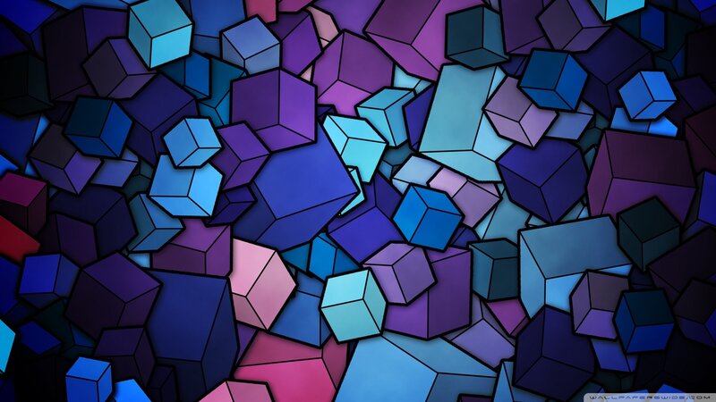 Abstract Geometric Cubes — Blue, Dynamic