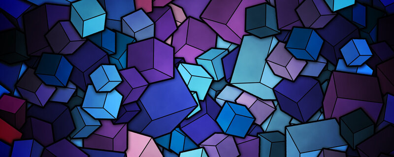 Abstract Geometric Cubes — Blue