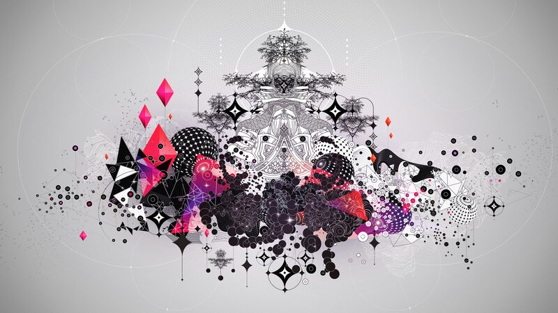 Abstract Geometric Design — Black, Complex, Digital Art