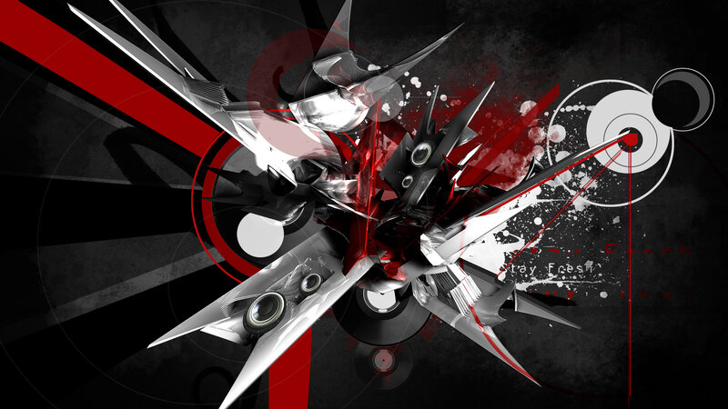 Abstract Geometric Design — Black, Dynamic, Digital Art, Spikes