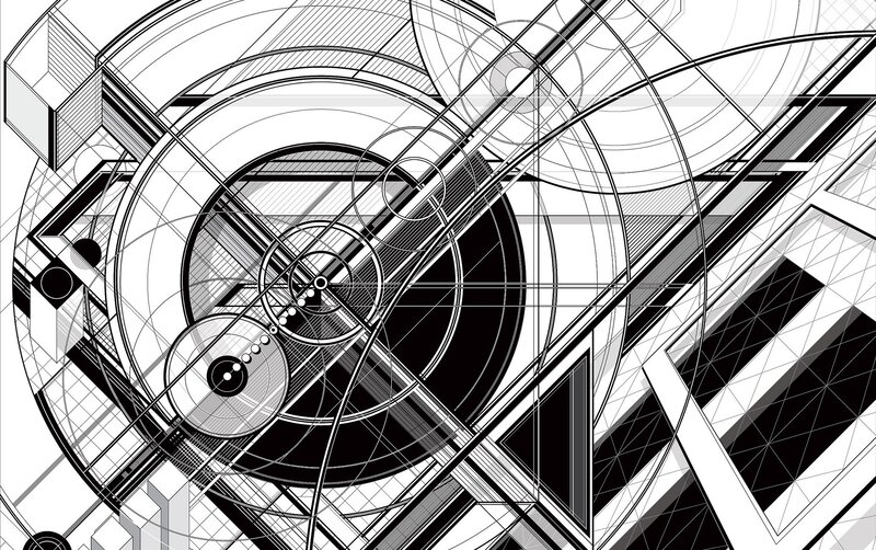 Abstract Geometric Design — Black, Mechanical