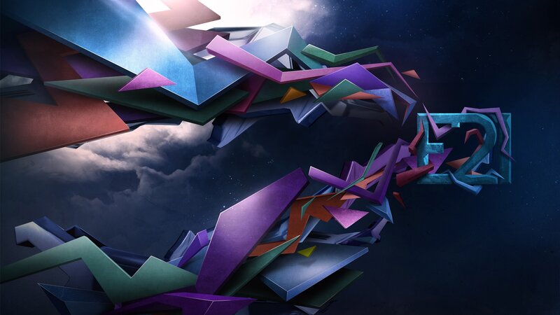 abstract geometric design with E2 logo