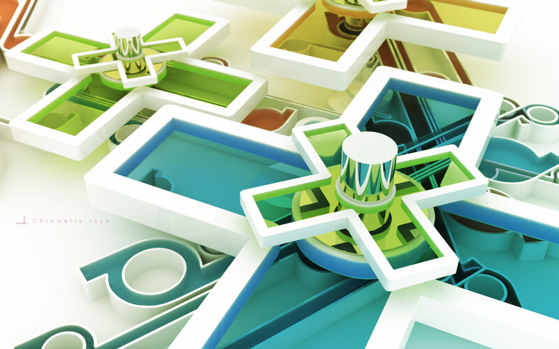 Abstract geometric design with green and blue shapes