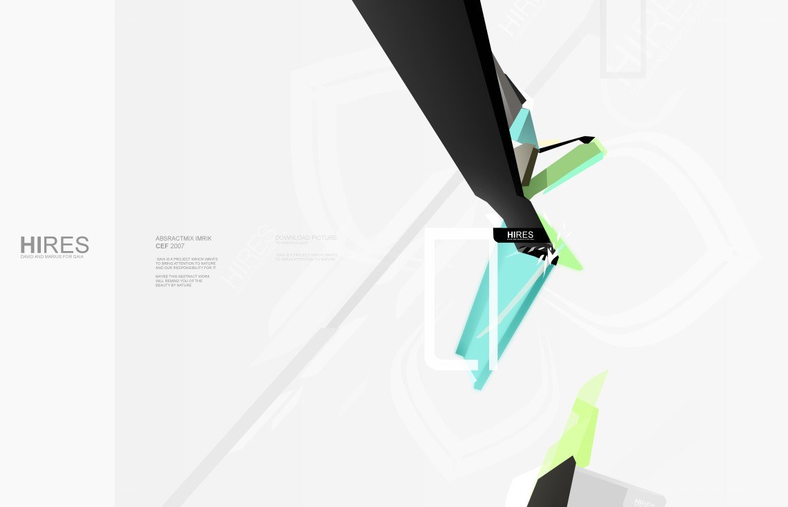 Abstract geometric design with Hires logo