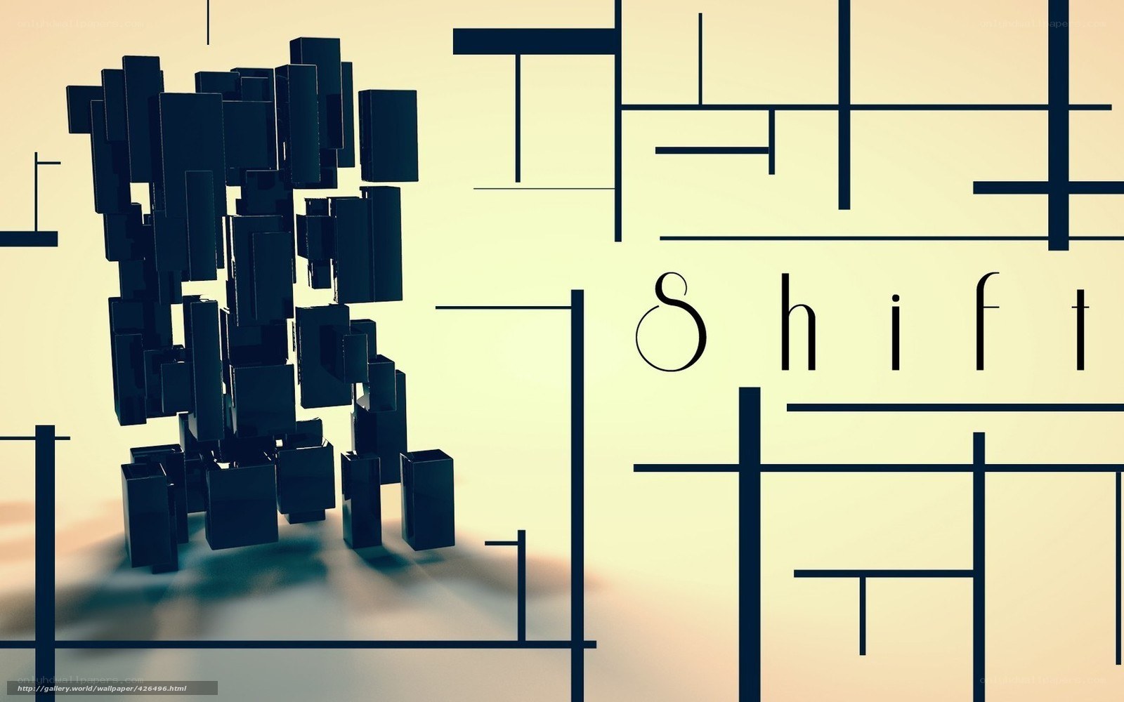 abstract geometric design with shift text