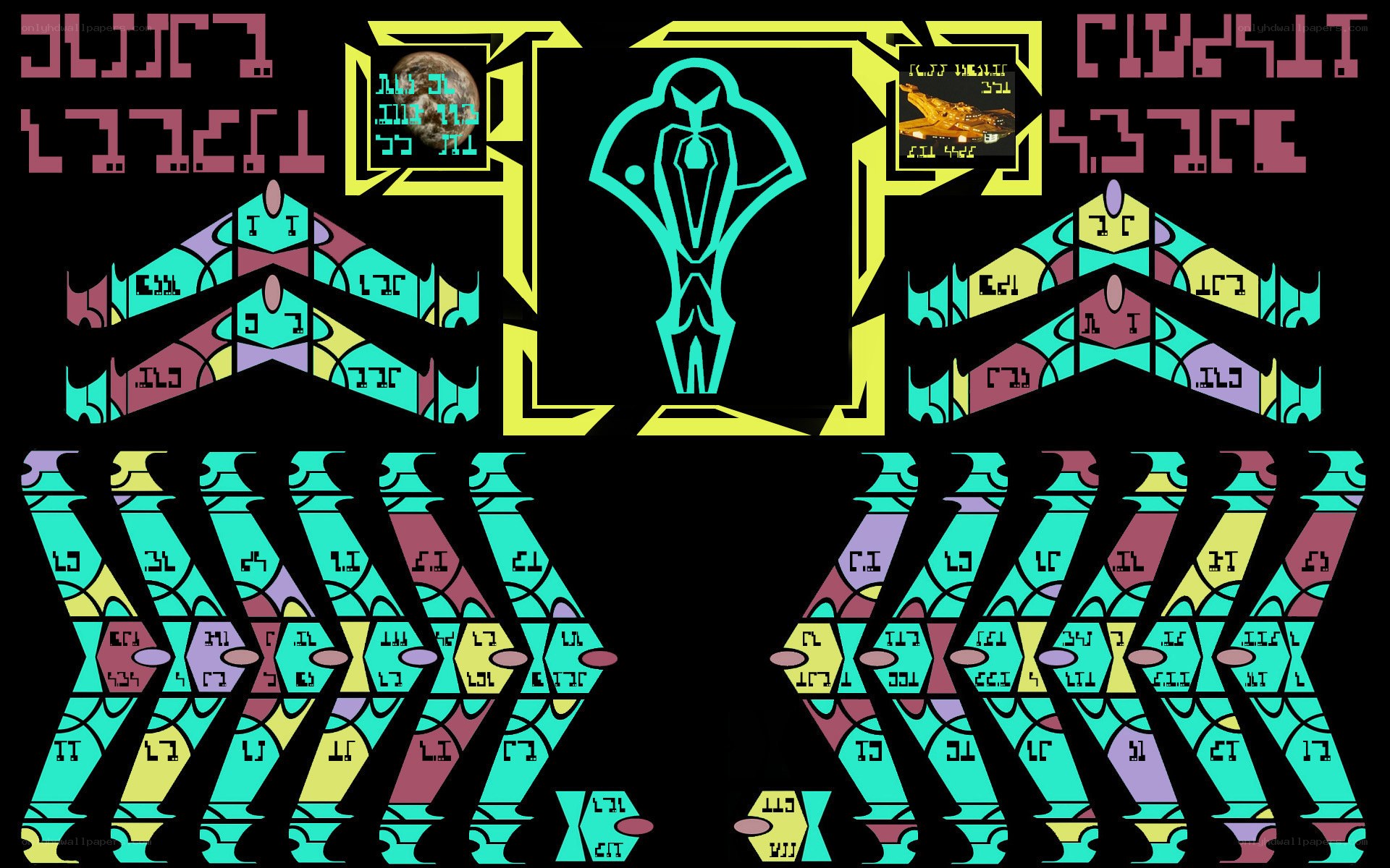 abstract geometric design with symbols