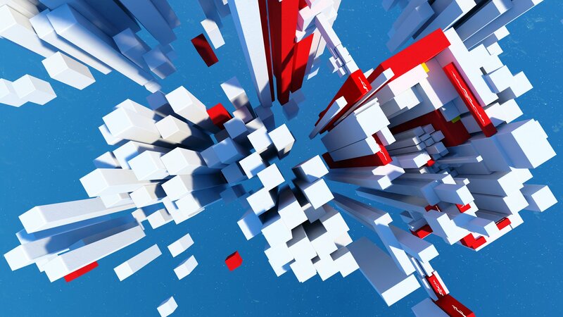 Abstract Geometric Explosion — Blue, Dynamic, 3d Render