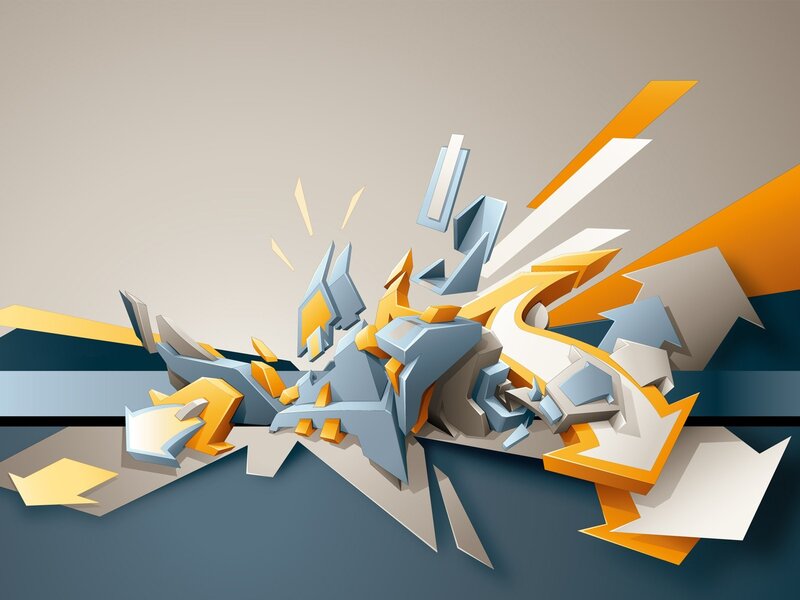 Abstract Geometric Explosion — Gray, Dynamic