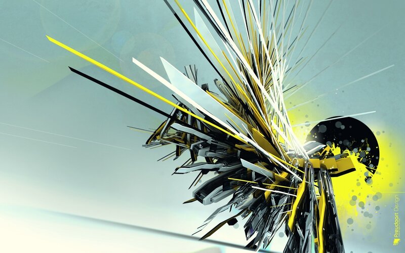 Abstract Geometric Explosion — Yellow, Dynamic