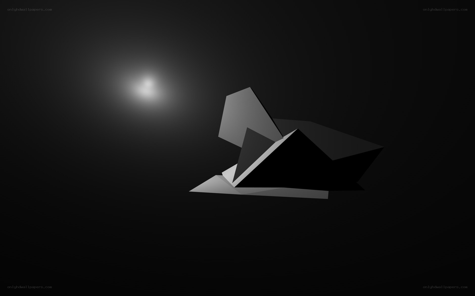 abstract geometric form in darkness