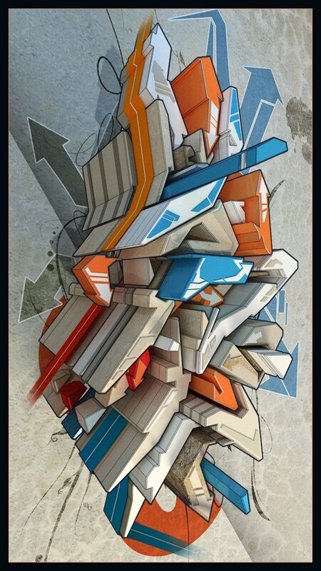 abstract geometric graffiti art