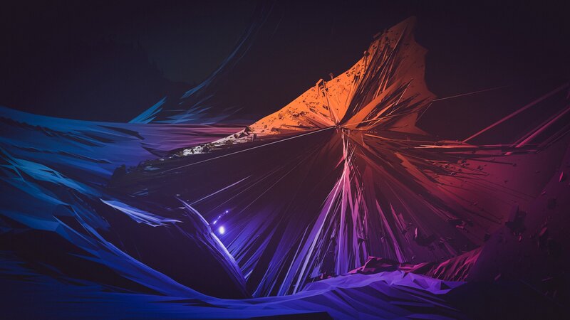 Abstract Geometric Landscape — Blue, Dramatic