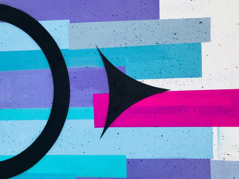 Abstract geometric mural art