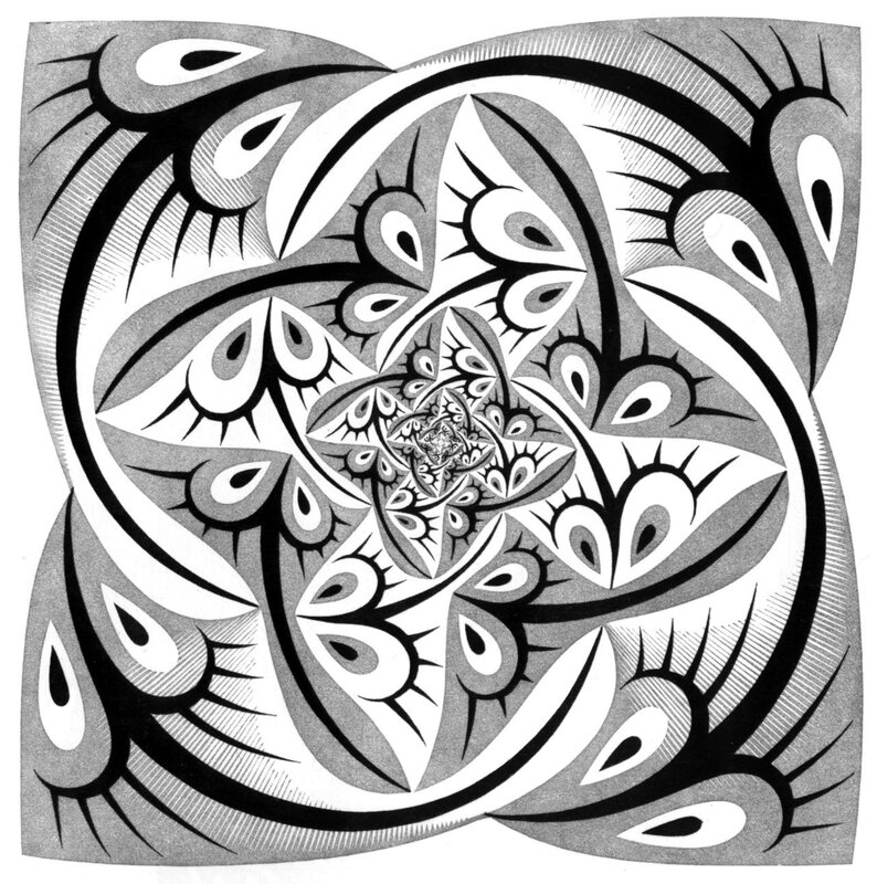 Abstract Geometric Pattern — Black, Hypnotic, Illustration
